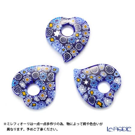 エルコーレモレッティ ペンダント ハート ブルー系 9750 212 60cmひも付