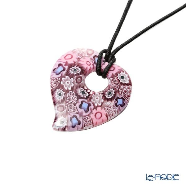 エルコーレモレッティ ペンダント 60cm紐付き ハート ピンク系 9750 214