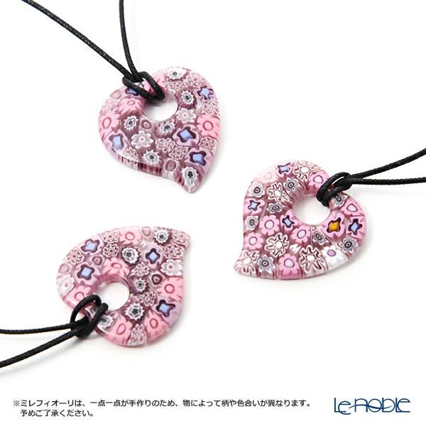 エルコーレモレッティ ペンダント 60cm紐付き ハート ピンク系 9750 214