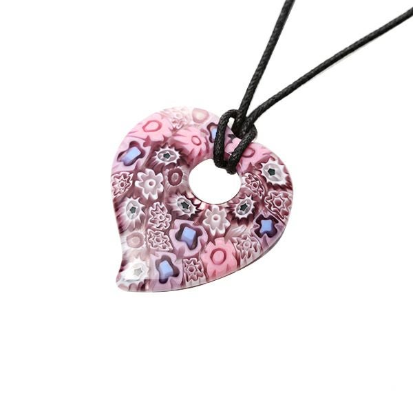 エルコーレモレッティ ペンダント 60cm紐付き ハート ピンク系 9750 214