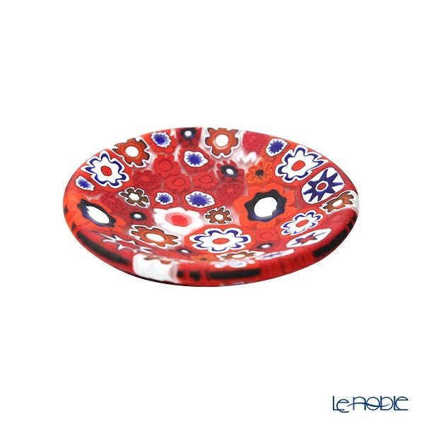 エルコーレモレッティ ミレフィオーリ ミニプレート ラウンド 7cm レッド系 R