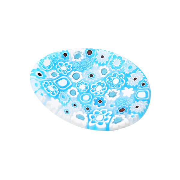 エルコーレモレッティ ミレフィオーリ ミニプレート オーバル 7×5cm ライトブルー系 A