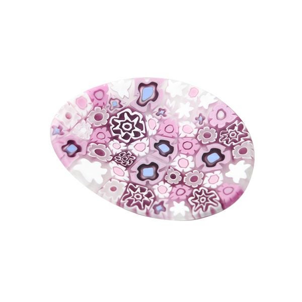 エルコーレモレッティ ミレフィオーリ ミニプレート オーバル 7×5cm ピンク系 P