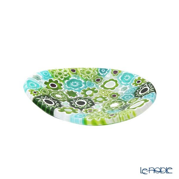 エルコーレモレッティ ミレフィオーリ ミニプレート オーバル 7×5cm グリーン系 G