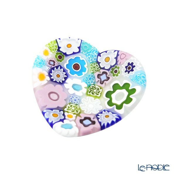 エルコーレモレッティ ミレフィオーリ ミニプレート ハート 7×7cm パステル多彩 200