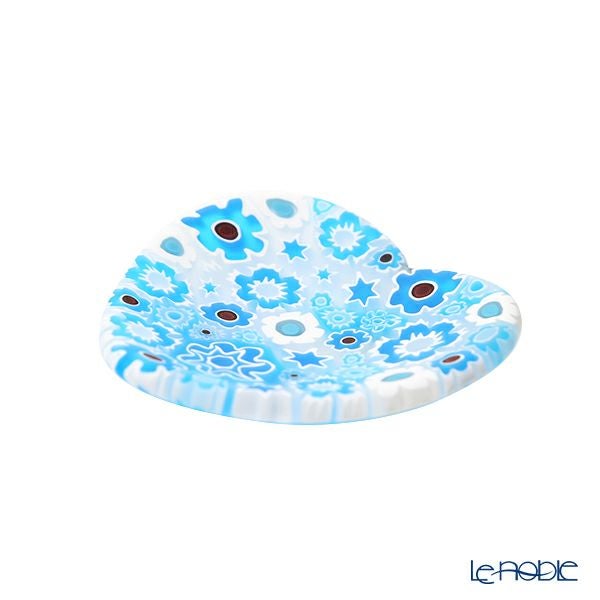 エルコーレモレッティ ミレフィオーリ ミニプレート ハート 7×7cm ライトブルー系 A