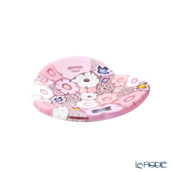 エルコーレモレッティ ミレフィオーリ ミニプレート ハート 7×7cm ピンク系 P