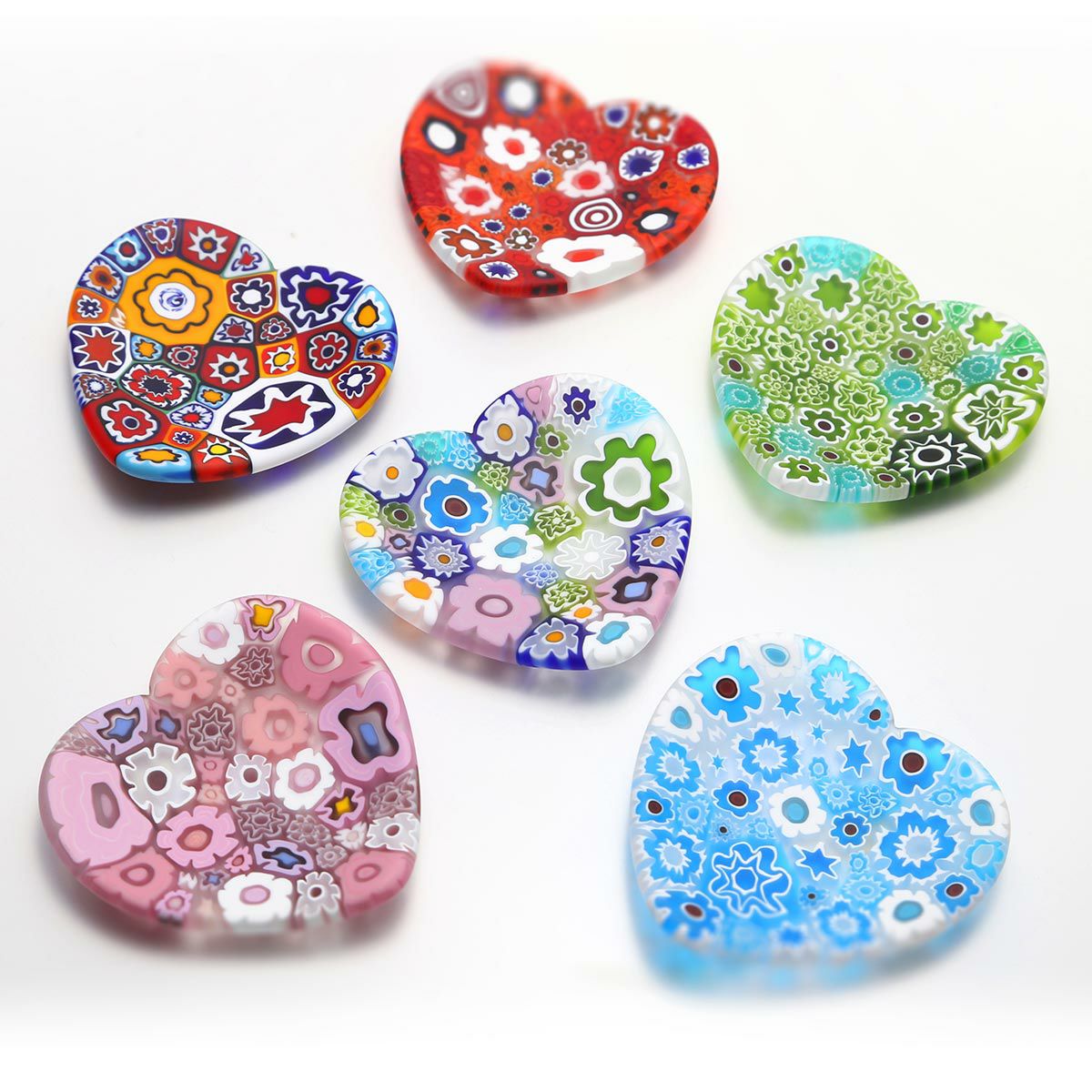 エルコーレモレッティ ミレフィオーリ ミニプレート ハート 7×7cm ピンク系 P