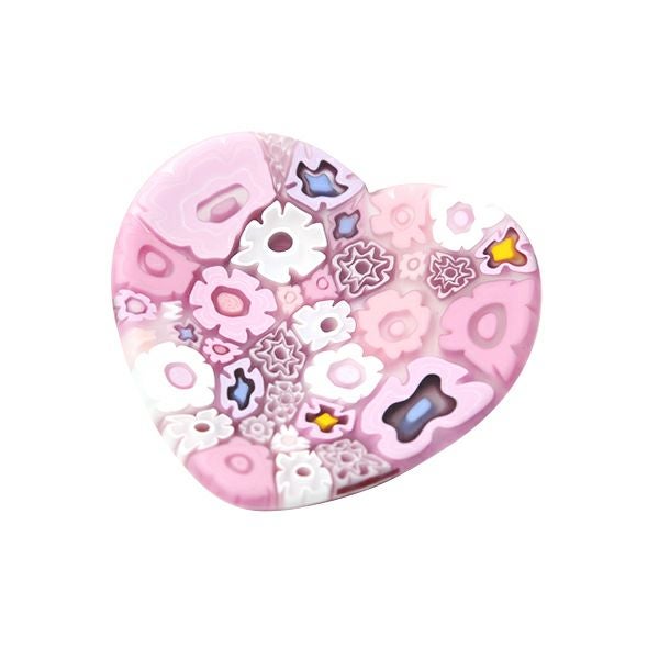 エルコーレモレッティ ミレフィオーリ ミニプレート ハート 7×7cm ピンク系 P