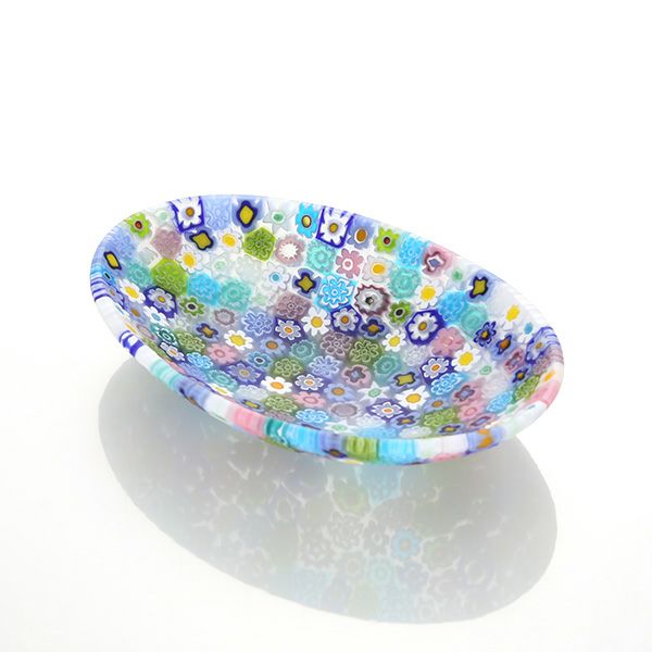 エルコーレモレッティ ミレフィオーリ オーバルプレート 7.5×10.5cm パステル多彩（200）