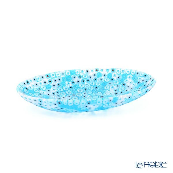 エルコーレモレッティ ミレフィオーリ オーバルプレート 10.5×16.5cm ライトブルー 216