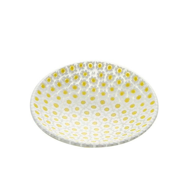 エルコーレモレッティ ミレフィオーリ プレート 8cm イエロー×ホワイト（59）