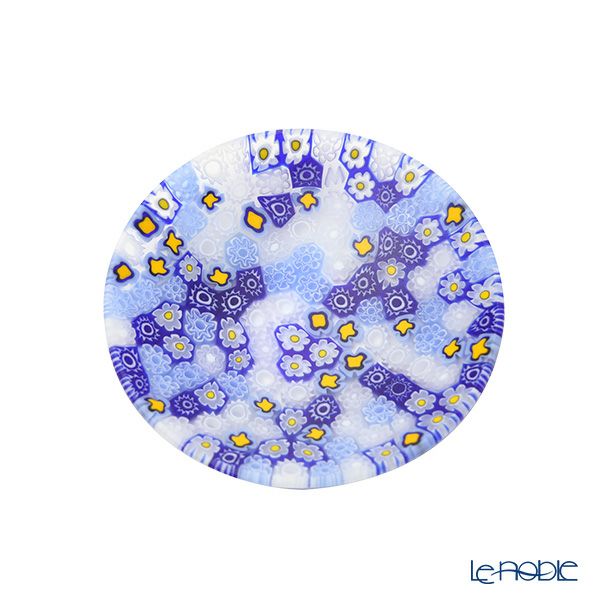 エルコーレモレッティ ミレフィオーリ プレート 8cm ホワイト×ブルー×イエロー 412 小皿