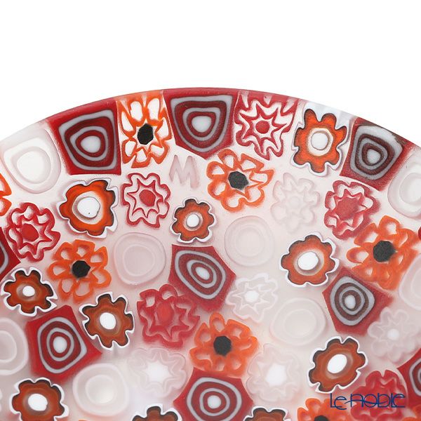 エルコーレモレッティ ミレフィオーリ プレート 8cm レッドホワイト 413 小皿