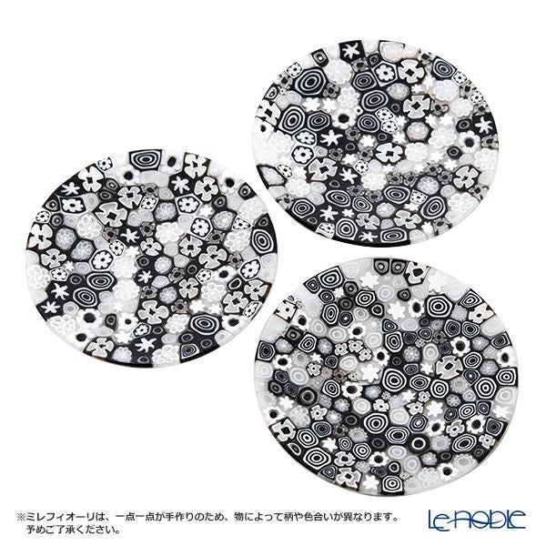 エルコーレモレッティ ミレフィオーリ フラットプレート 13cm スプリング ブラック系 SPRING Bw 小皿