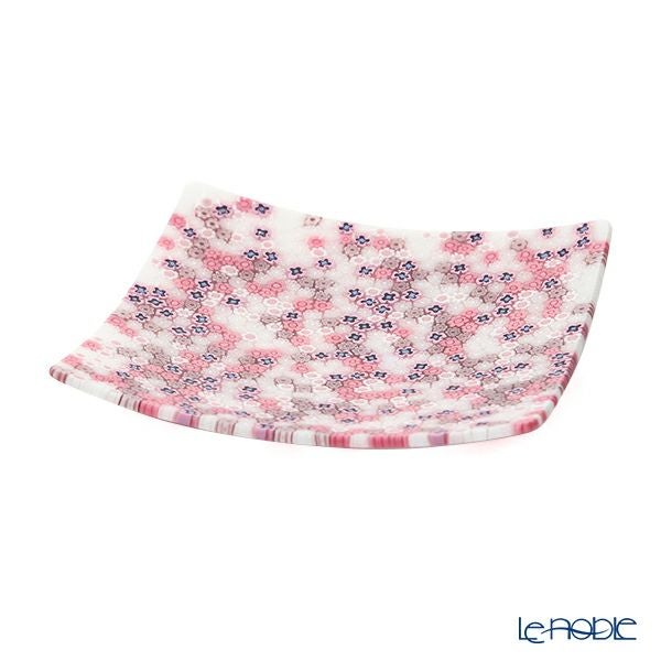 エルコーレモレッティ ミレフィオーリ プレート 18×18cm ピンク×ホワイト 430