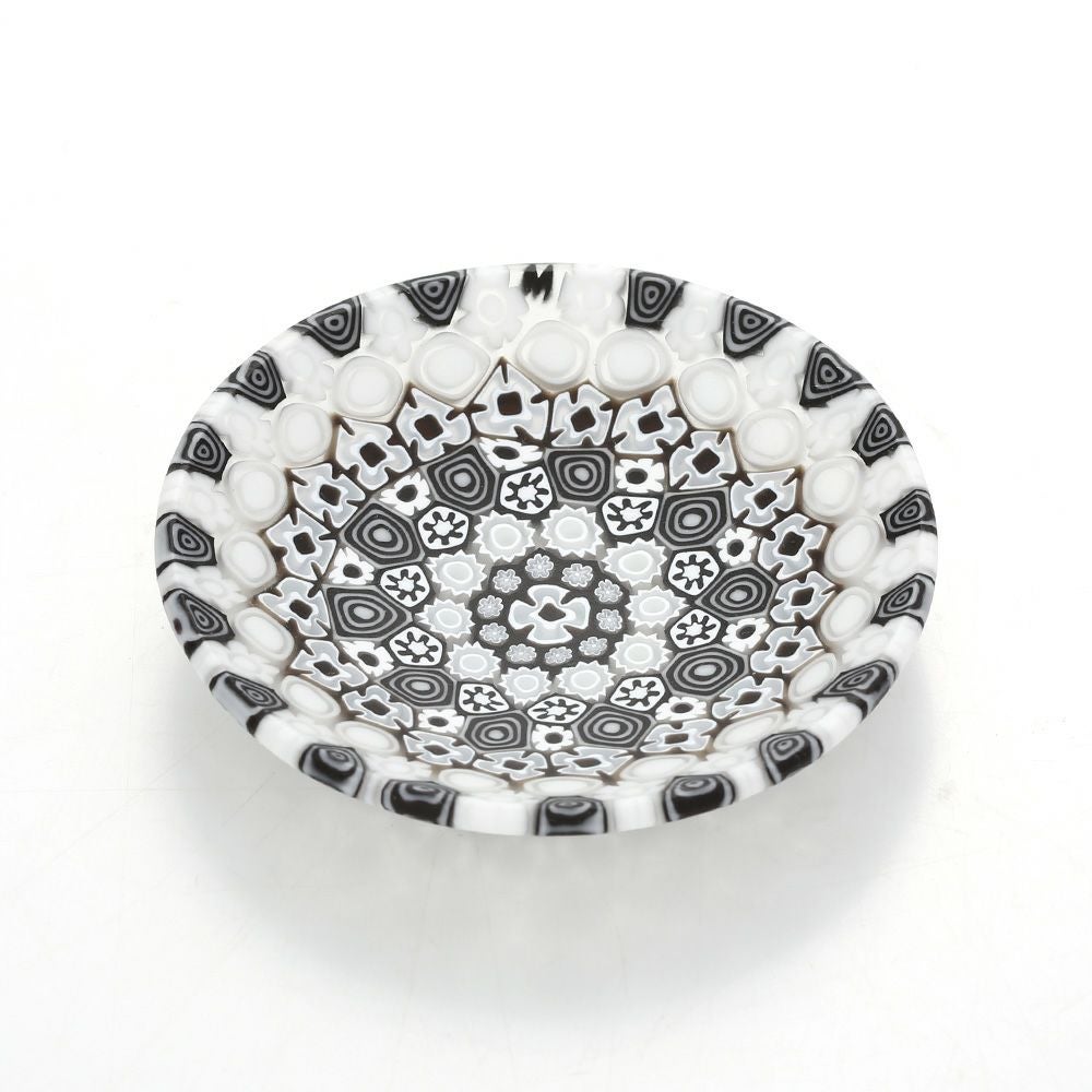 エルコーレモレッティ ミレフィオーリ プレート 8cm 古代ローマモザイク ブラックホワイト系