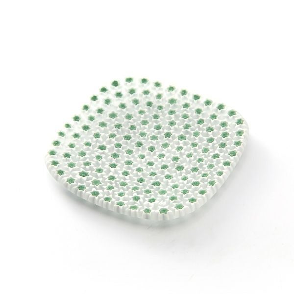 エルコーレモレッティ フレキシ プレート 8×8cm グリーン×ホワイト 68