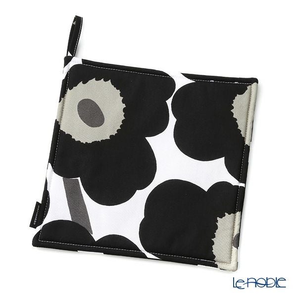 マリメッコ（marimekko） Pieni Unikko ピエニ ウニッコ ポットホルダー ホワイト×ブラック 21×21cm コットン