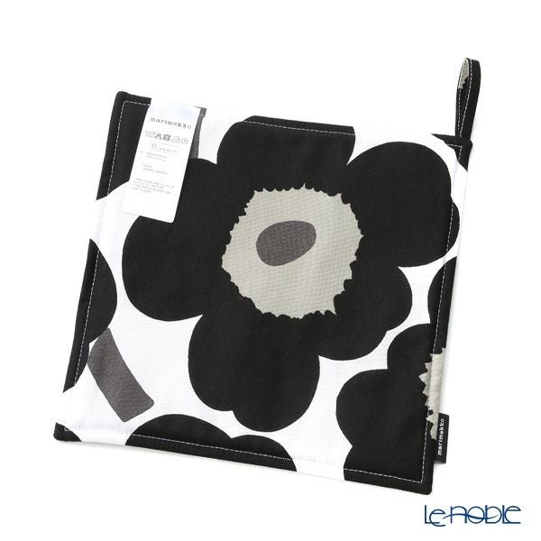 マリメッコ（marimekko） Pieni Unikko ピエニ ウニッコ ポットホルダー ホワイト×ブラック 21×21cm コットン