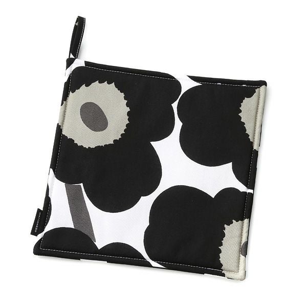 マリメッコ（marimekko） Pieni Unikko ピエニ ウニッコ ポットホルダー ホワイト×ブラック 21×21cm コットン