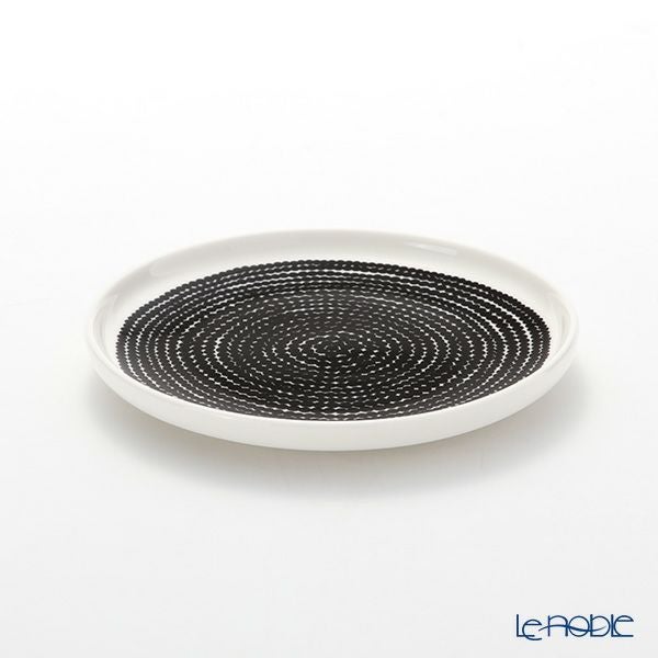 マリメッコ（marimekko） Rasymatto ラシィマット／使い込まれたラグ 18SS プレート ホワイト×ブラック 13.5cm