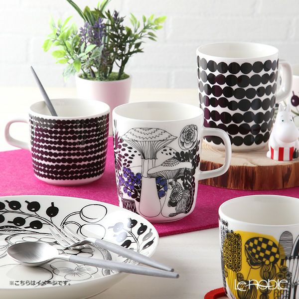 マリメッコ（marimekko） Rasymatto ラシィマット／使い込まれたラグ 18SS プレート ホワイト×ブラック 13.5cm