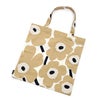 マリメッコ（marimekko） Unikko ウニッコ ファブリックバッグ 43cm ホワイト×ベージュ×ダークブルー コットン 069915-185／20SS