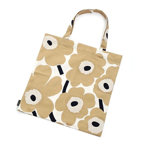 マリメッコ（marimekko） Unikko ウニッコ ファブリックバッグ 43cm ホワイト×ベージュ×ダークブルー コットン 069915-185／20SS