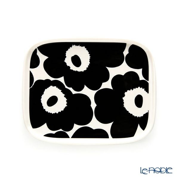 マリメッコ（marimekko） Unikko ウニッコ プレート 12.5×15.5cm（ホワイト×ブラック） 071067-190／21SS