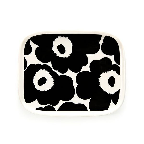 マリメッコ（marimekko） Unikko ウニッコ プレート 12.5×15.5cm（ホワイト×ブラック） 071067-190／21SS