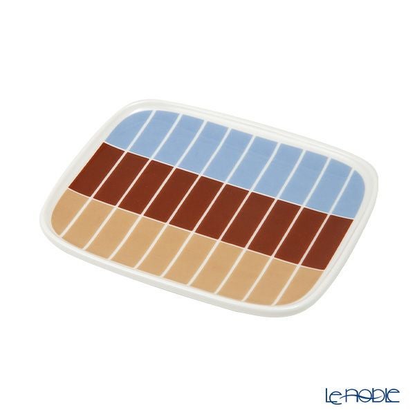 マリメッコ（marimekko） Tiiliskivi ティイリスキヴィ／煉瓦 れんが プレート 12.5×15.5cm ホワイト×ライトブルー×ブラウン 072250-158／23SS