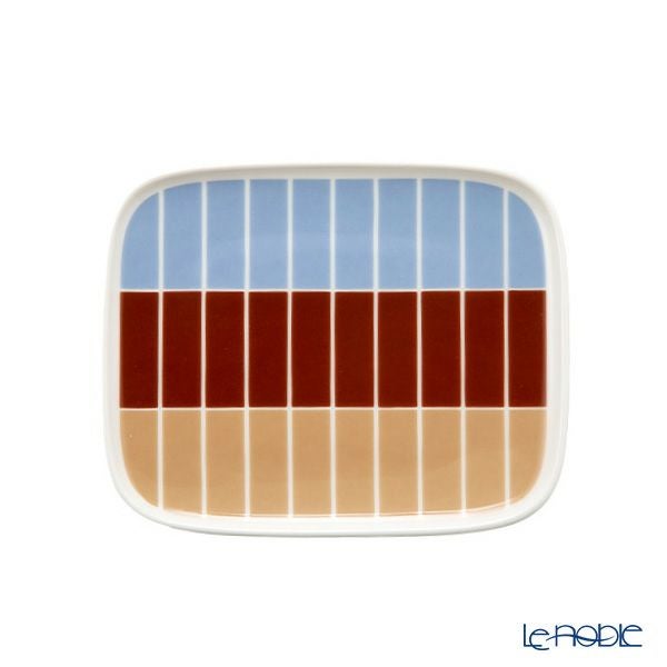 マリメッコ（marimekko） Tiiliskivi ティイリスキヴィ／煉瓦 れんが プレート 12.5×15.5cm ホワイト×ライトブルー×ブラウン 072250-158／23SS