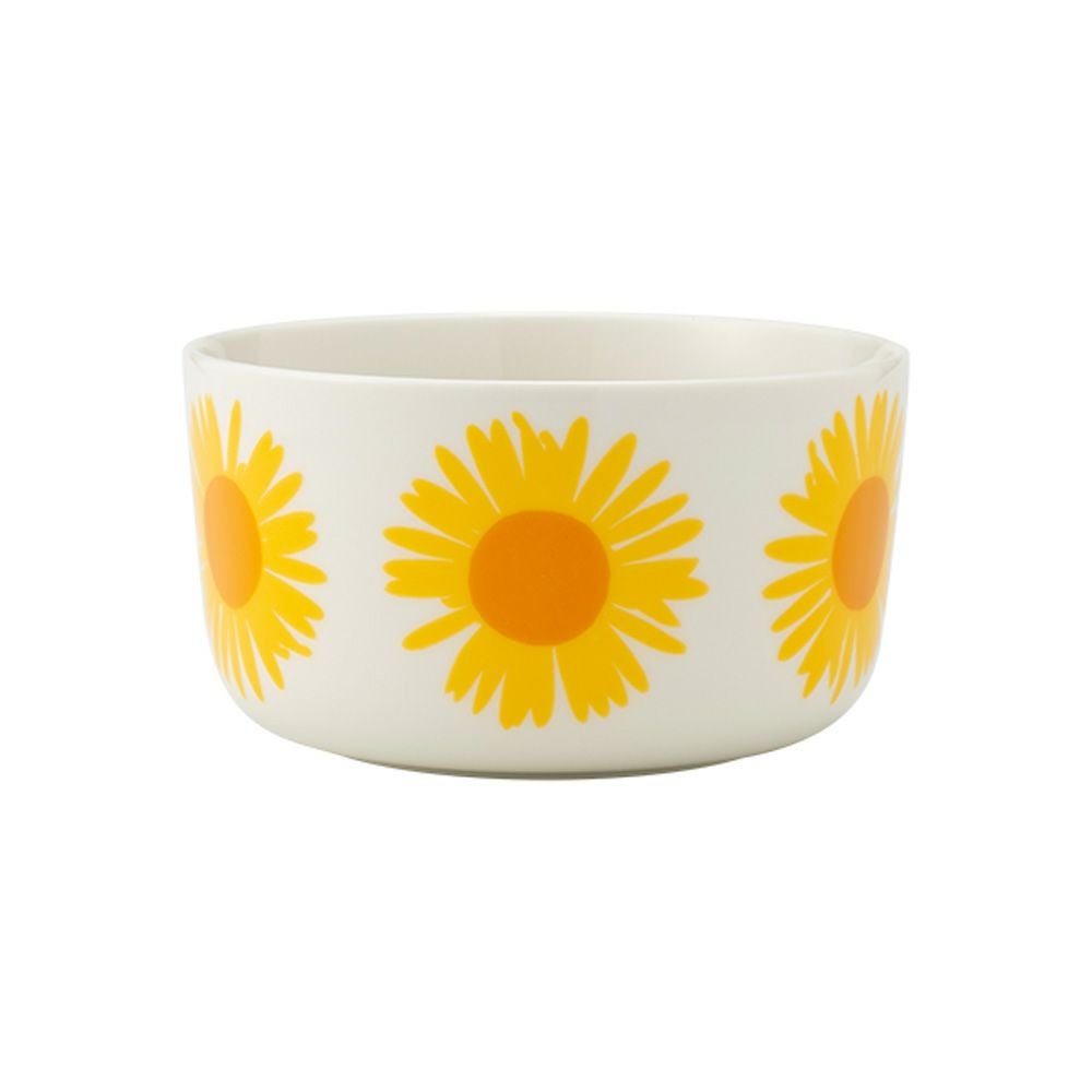 マリメッコ（marimekko） Auringonkukka アウリンゴンクッカ／ひまわり ボウル 500ml ホワイト×イエロー×オレンジ 072290-122／23SS