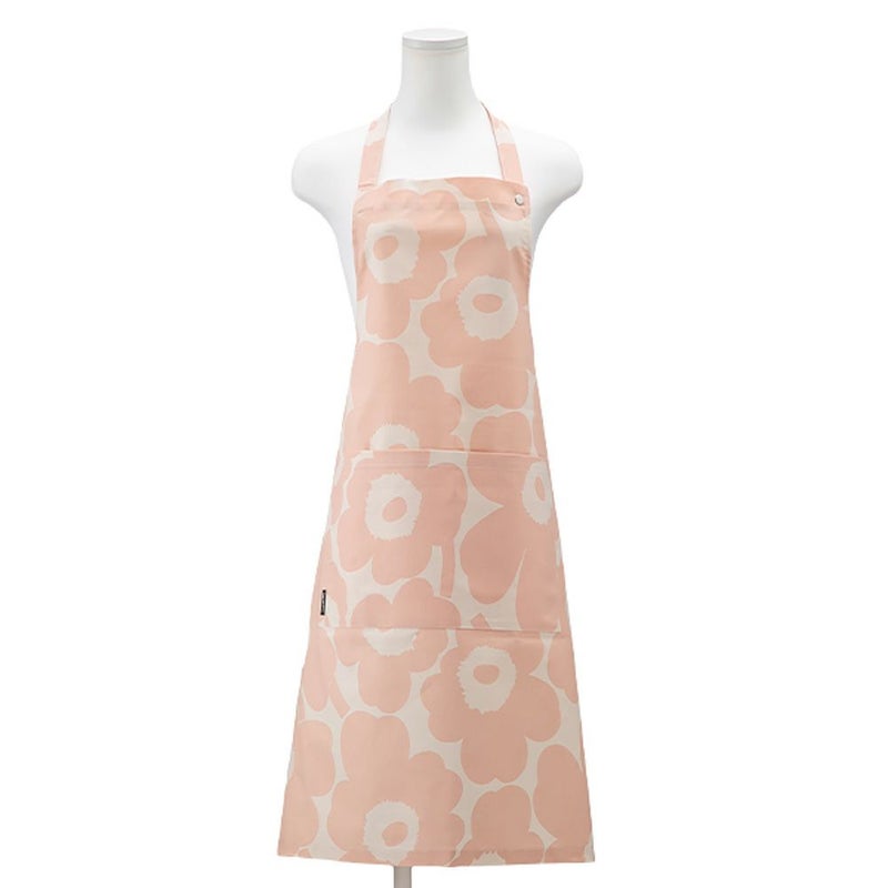 マリメッコ（marimekko） Pieni Unikko ピエニ ウニッコ エプロン 着丈84×身幅83cm ピーチ×ホワイト 072563-122／23AW