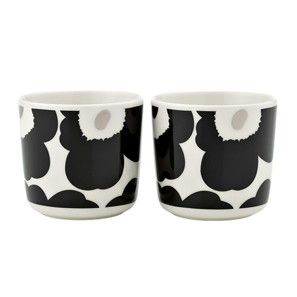 マリメッコ（marimekko） Unikko ウニッコ コーヒーカップセット（ハンドルなし）ブラック×シルバー 072780-199／23AW