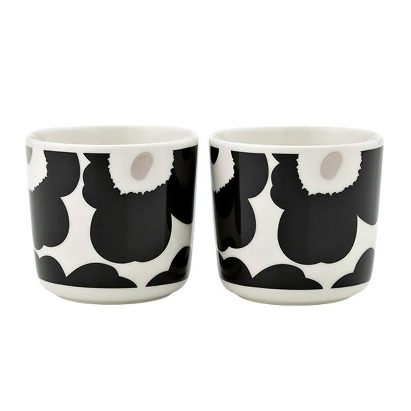 マリメッコ（marimekko） Unikko ウニッコ コーヒーカップセット（ハンドルなし）ブラック×シルバー 072780-199／23AW
