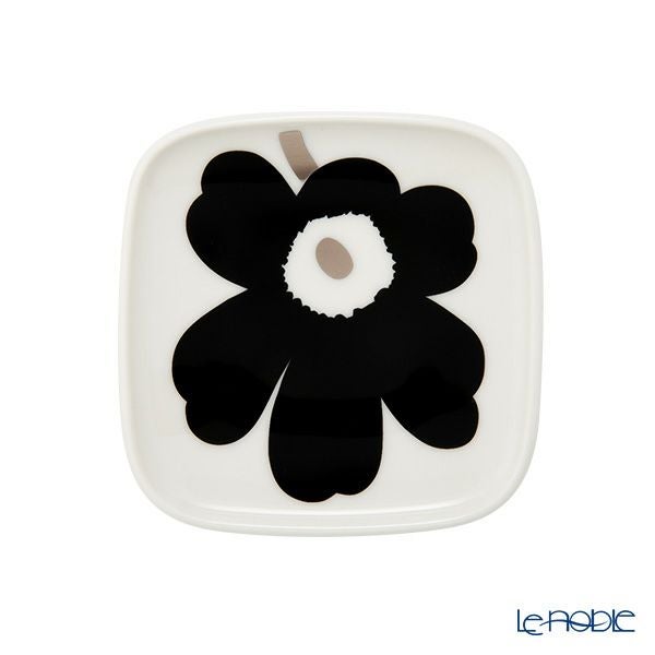 マリメッコ（marimekko） Unikko ウニッコ プレート10×10cm ブラック×シルバー ペア 072781-199／23AW