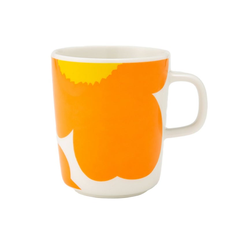 マリメッコ（marimekko） Unikko ウニッコ／けしの花 60thアニバーサリーコレクション マグカップ ホワイト×オレンジ×イエロー 250ml 073157-122／24SS