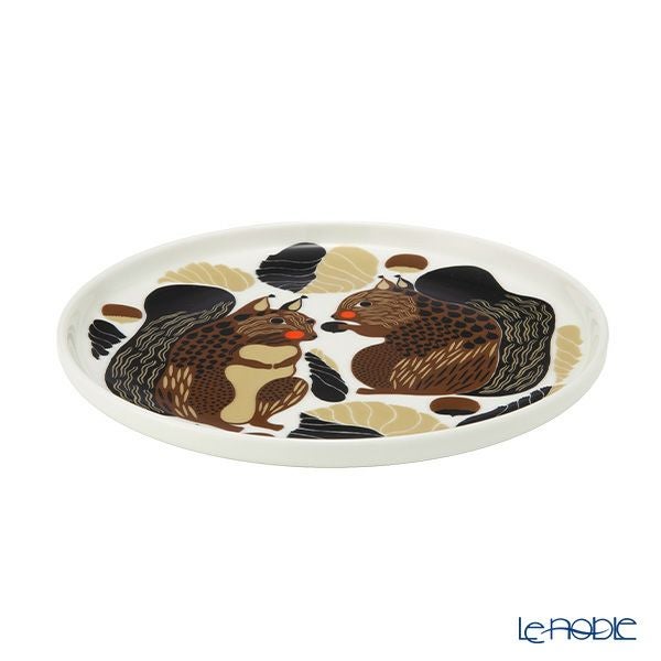 マリメッコ（marimekko） Kurre クッレ／リス プレート 20cm ホワイト×ブラウン×グリーン 073602-186／24AW