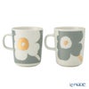 マリメッコ（marimekko） Unikko ウニッコ／けしの花 60thアニバーサリーコレクション マグカップ ホワイト×ライトグレー×ゴールド 250ml 柄違い ペア 073617-192／24AW