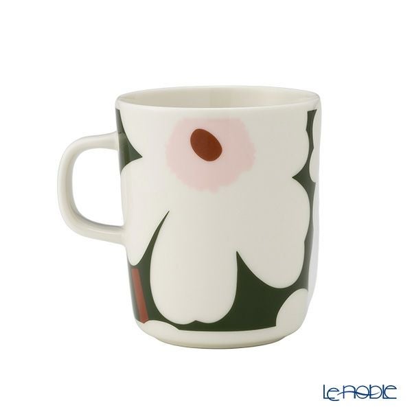 マリメッコ（marimekko） Unikko ウニッコ／けしの花 マグカップ 250ml ホワイト×ダークグリーン 073853-163／25SS