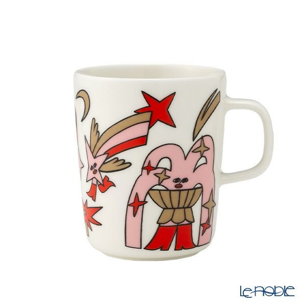 マリメッコ（marimekko） Aureate Glow オリエート グロー／金色の輝き マグカップ 250ml ライトピンク×レッド NEW YEAR 2025 074166-389／25SS