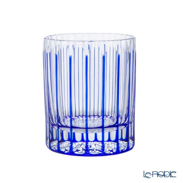 切子工房 昌榮 天満切子 十八縞 ロックグラス 青