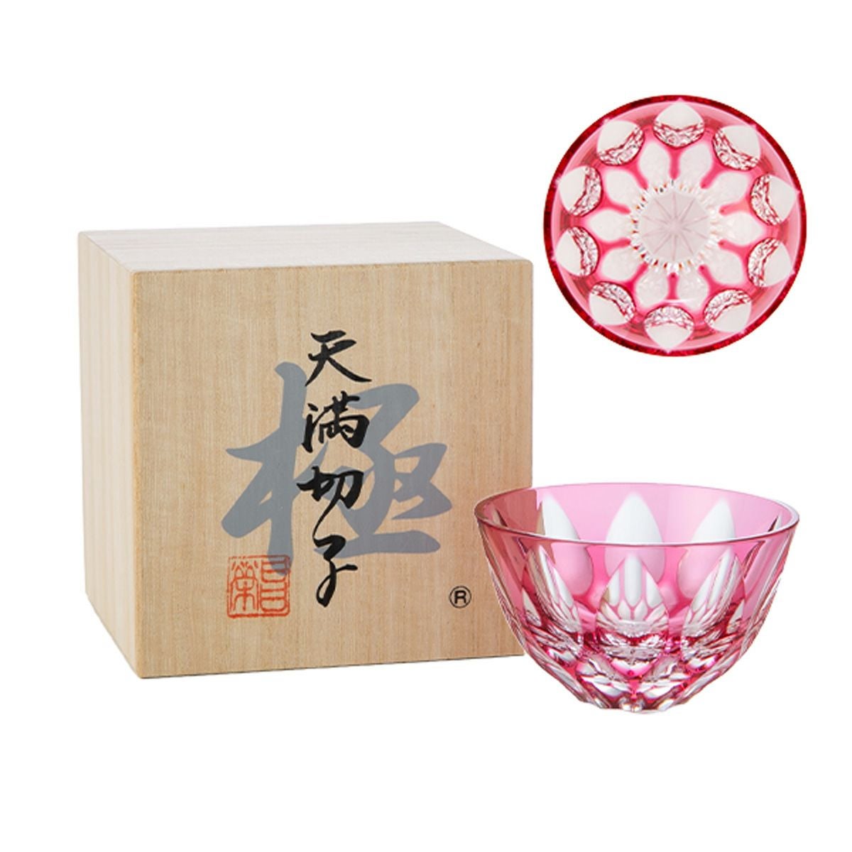 切子工房 昌榮 天満切子 蓮 ぐい呑み 華 金赤 | ブランド洋食器専門店