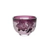 太武朗工房／タブロー 彫刻硝子 夢柄子 ぶどう紋 ぐい呑／豆鉢 ピンク／パープル 80ml 3400