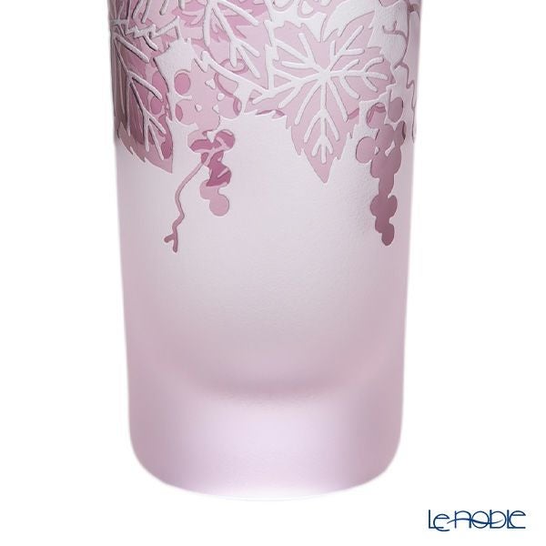 太武朗工房／タブロー 彫刻硝子 夢柄子 ぶどう紋 一口ビールグラス ピンク／パープル 120ml 3406