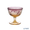 太武朗工房／タブロー 彫刻硝子 夢柄子 ぶどう紋 食前酒グラス／脚付小鉢 アンバー／パープル 100ml 3107