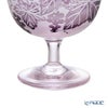 太武朗工房／タブロー 彫刻硝子 夢柄子 ぶどう紋 食前酒グラス／脚付小鉢 ピンク／パープル 100ml 3407