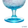 太武朗工房／タブロー 彫刻硝子 夢柄子 鉄線紋 食前酒グラス／脚付小鉢 ブルー／パープル 100ml 3507
